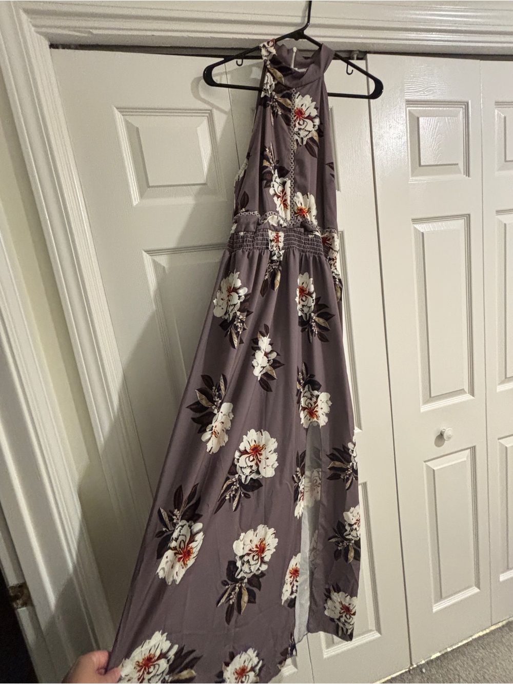 Amazon Mauve Floral Halter Maxi Dress